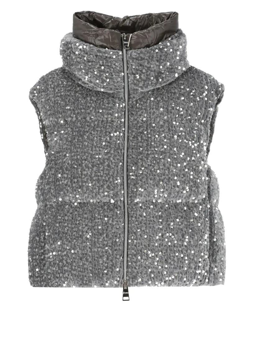 Herno - Vest With Paillettes - Größe 40 - grau