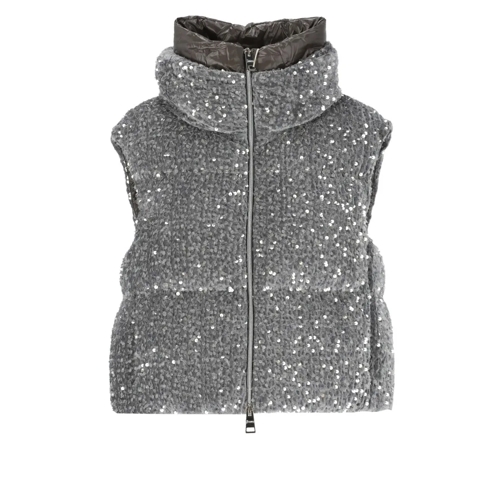 Herno Vest With Paillettes Grey Veste de transition