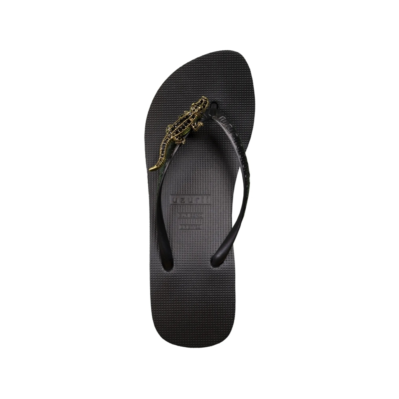 UZURII Flip Flops Zehentrenner Black Crocodile Switch High Heel schwarz