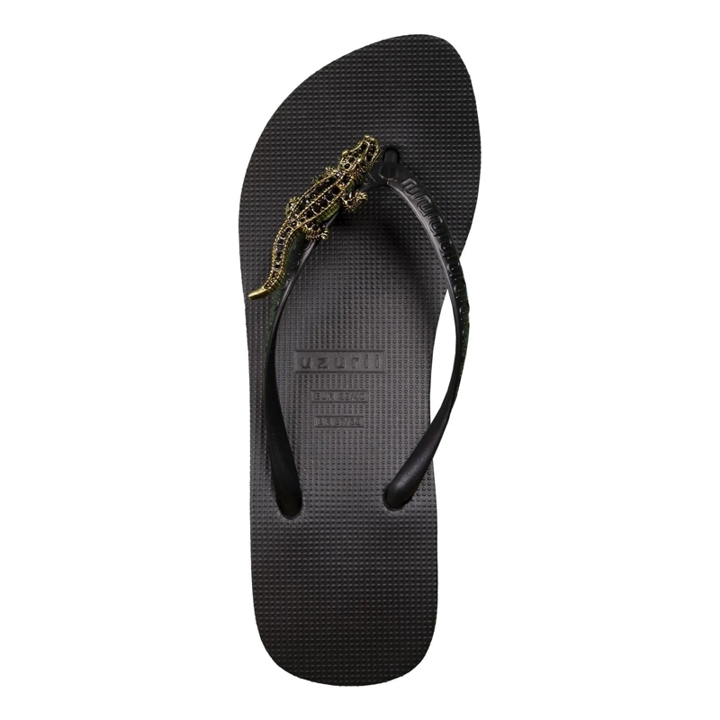 UZURII Flip Flops Zehentrenner Black Crocodile Switch High Heel schwarz(Image 3)