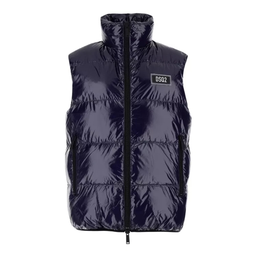 Dsquared2 Blue Sleeveless Down Jacket With Dsq2 Logo Patch I Blue 