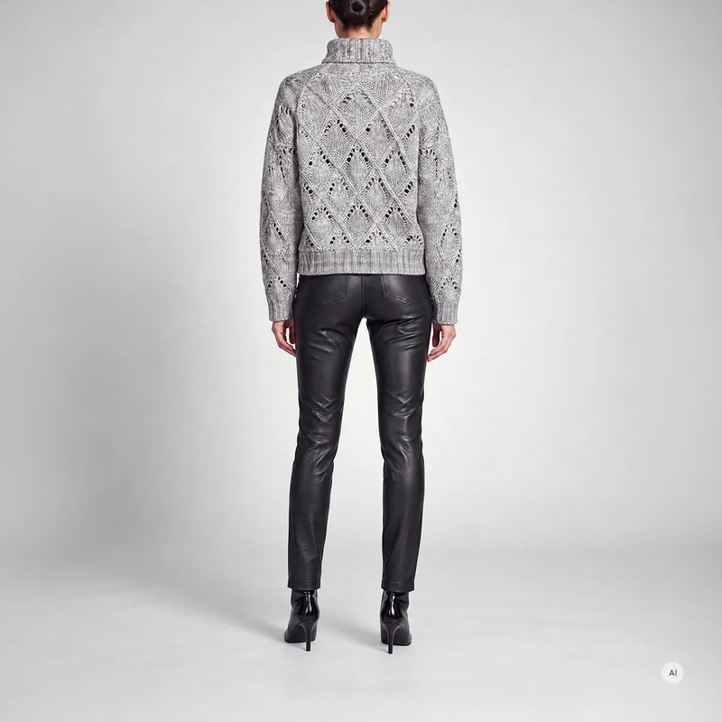 Marc Aurel Rollkragenpullover Pullover aus grobem Netzmuster grau(Image 4)