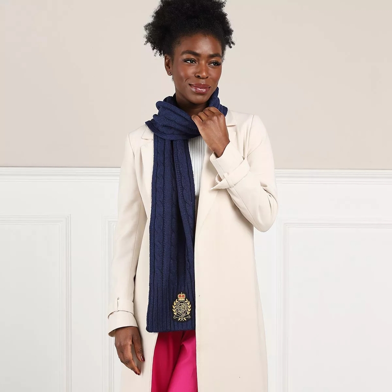 Lauren Ralph Lauren Wollschal Cbl Ptch Scarf Navy(Image 2)