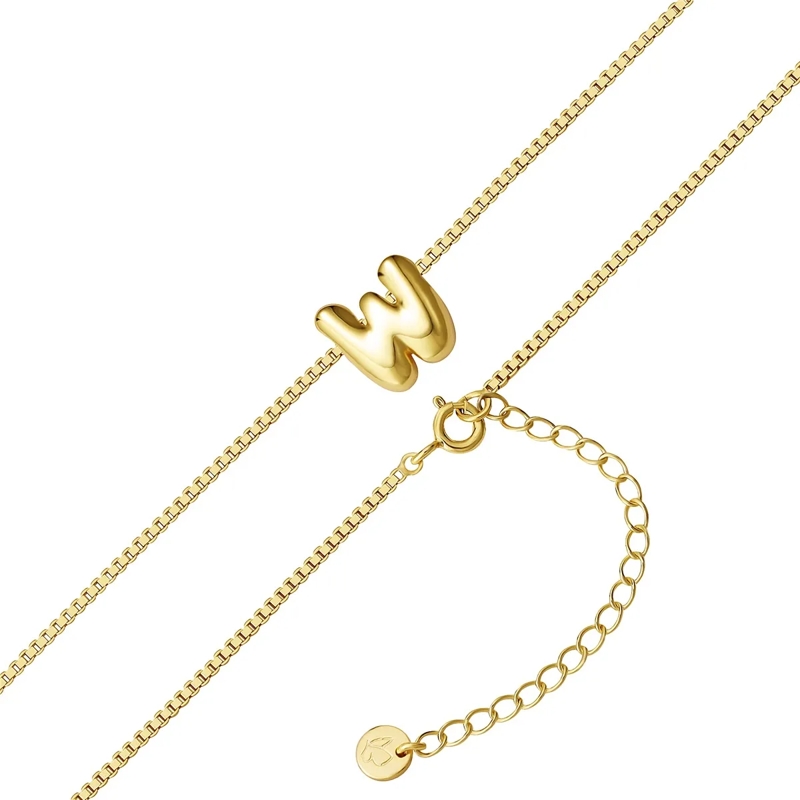 Glanzstücke München Mittellange Halskette Sterling Silber Halskette Buchstabe W gold(Image 3)