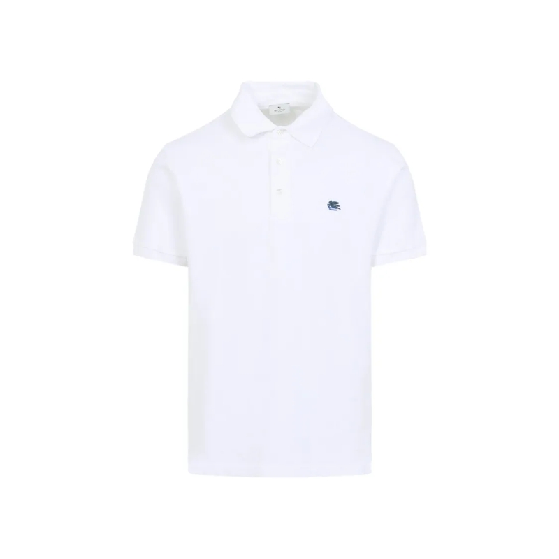 Etro Polo shirt Plain White Cotton Polo With Embroidered Logo White