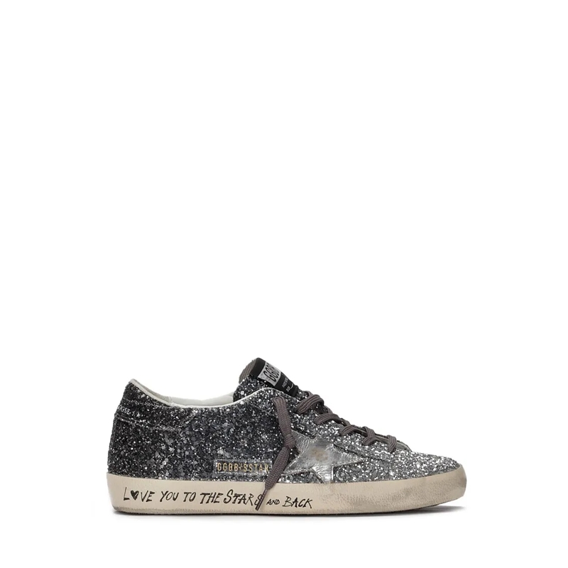 Golden Goose Low-Top-Sneaker Super-Star Classic With List Glitter Grey