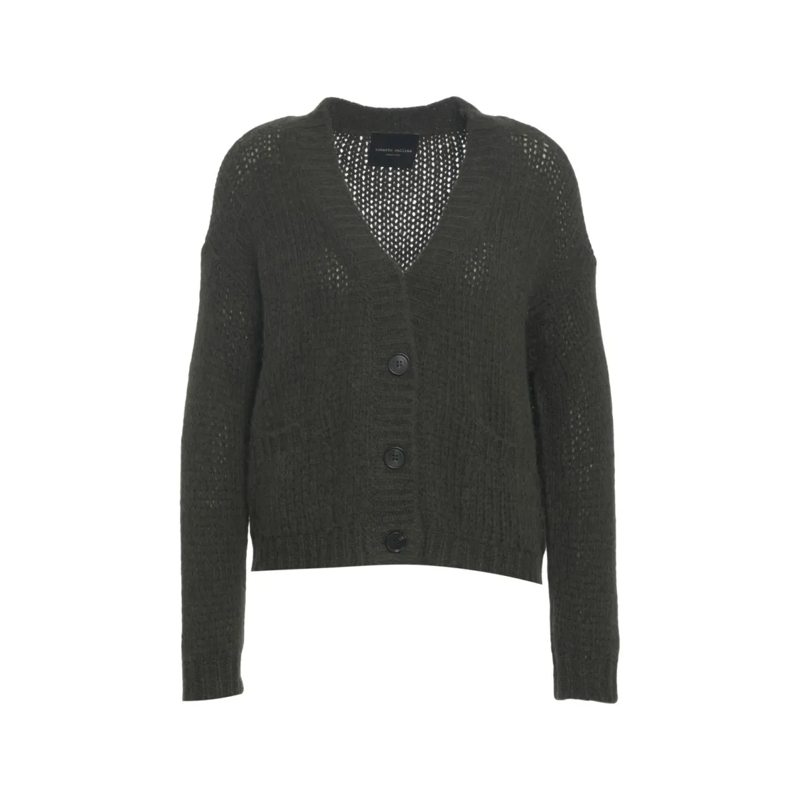 Roberto Collina Vest V-Neck Cardigan With Structured Knit And Patch Poc Black