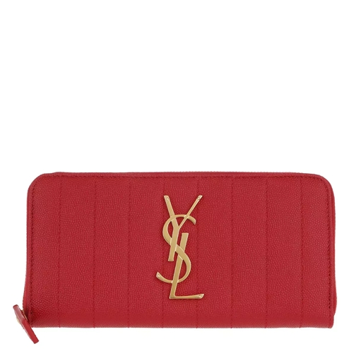 Saint Laurent Vicky Zip-Around Wallet Leather Rouge Eros Kontinentalgeldbörse