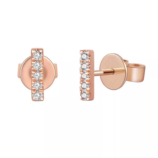 Leaf Earring Bar Diamonds 18K Rose Gold Orecchini a bottone