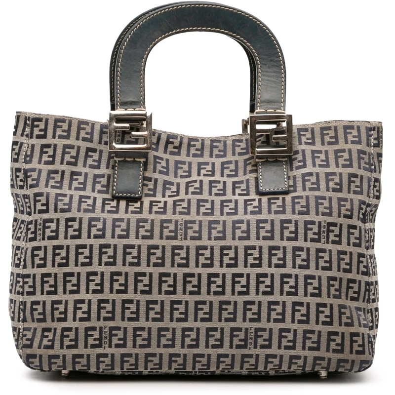 Fendi Shopper Small Zucchino Canvas Twins Tote grau