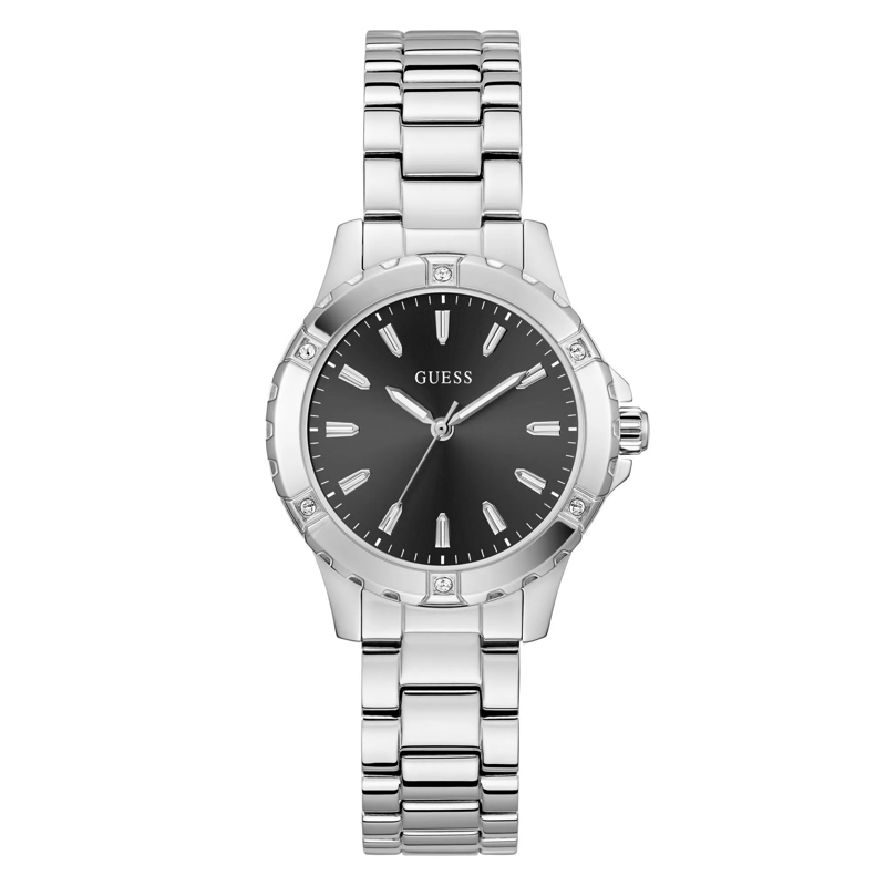 Guess Quarzuhr Quarz-Analoguhr Mist silber