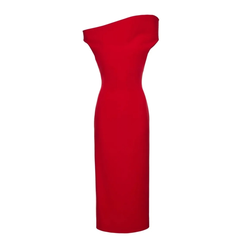 Magda Butrym  Long One-Shoulder Dress Red