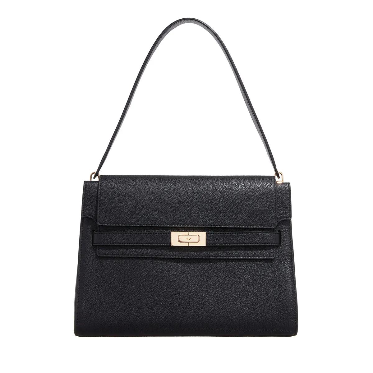 Tory Burch Hobo Bags - Lee Radziwill Pebbled Large Shoulder Bag - Gr. unisize - in Schwarz - für Damen - aus Leder & Leder & Leder