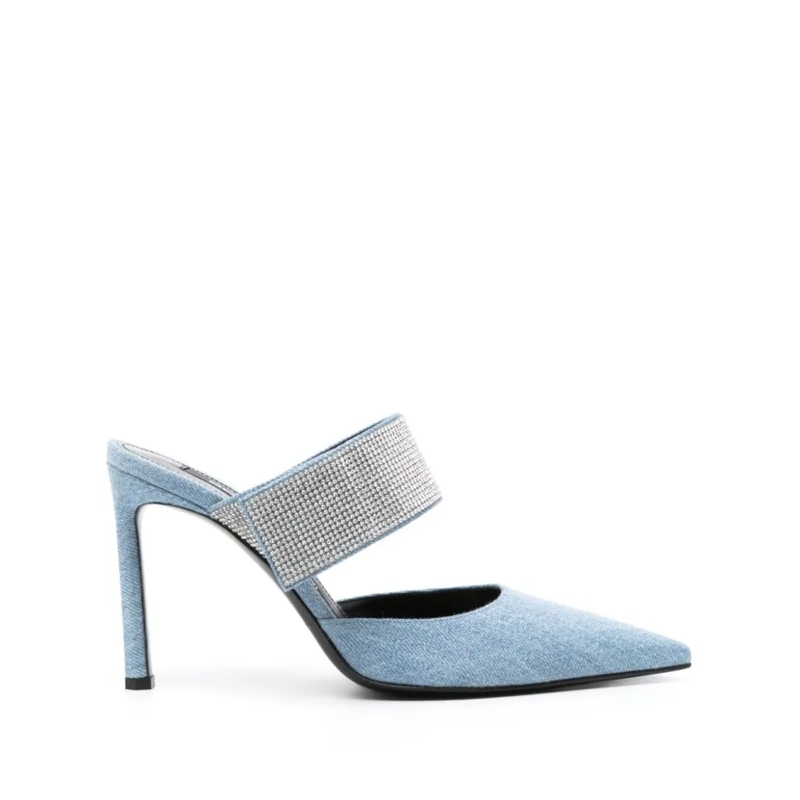 sergio rossi Sandalen Rhinestone-Embellished Pointed Toe Sandals White