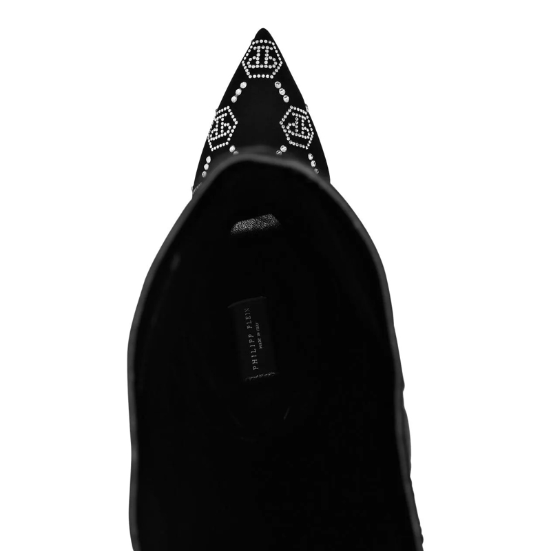 Philipp Plein Stiefeletten Stiefel High Heels Mid Monogram Mit Schmucksteinen schwarz(Image 4)