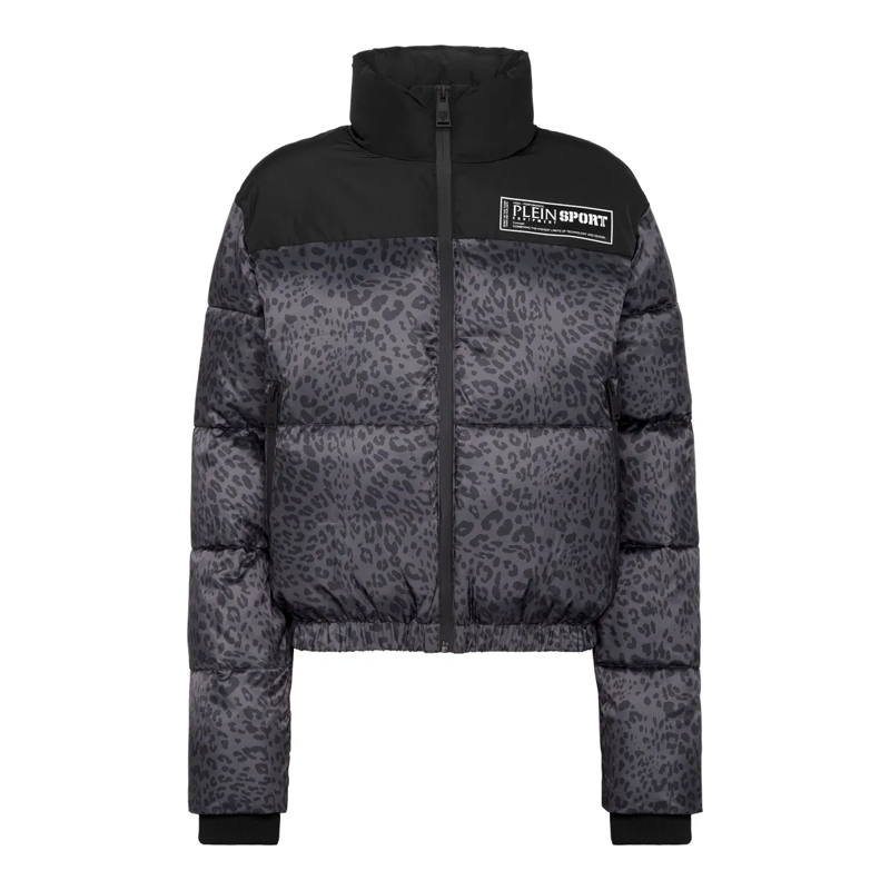 Plein Sport Daunenjacke Winterjacke Leopard schwarz