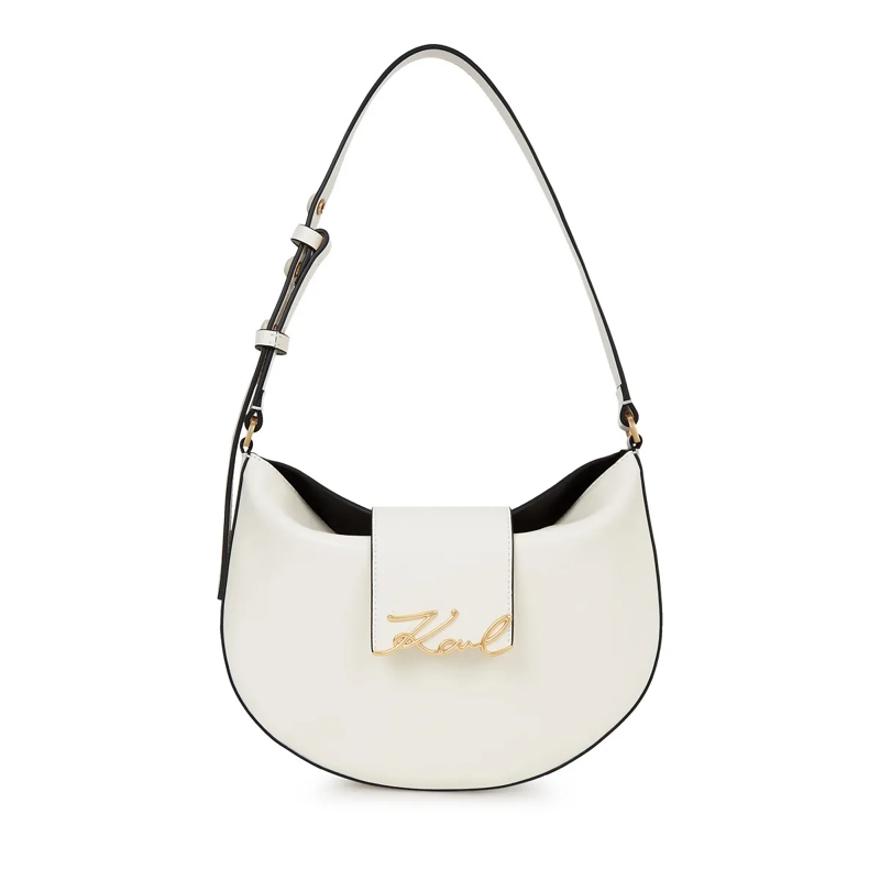 Karl Lagerfeld Schultertasche K/Signature Mond-Tasche offwhite