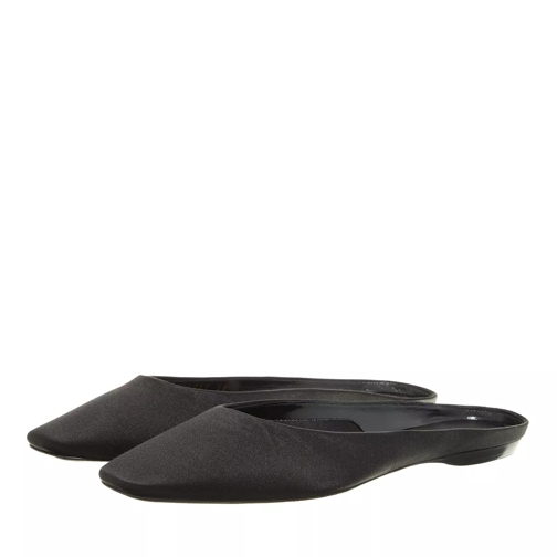 Saint Laurent Lido Slippers Made Of Satin Crepe Black Mule