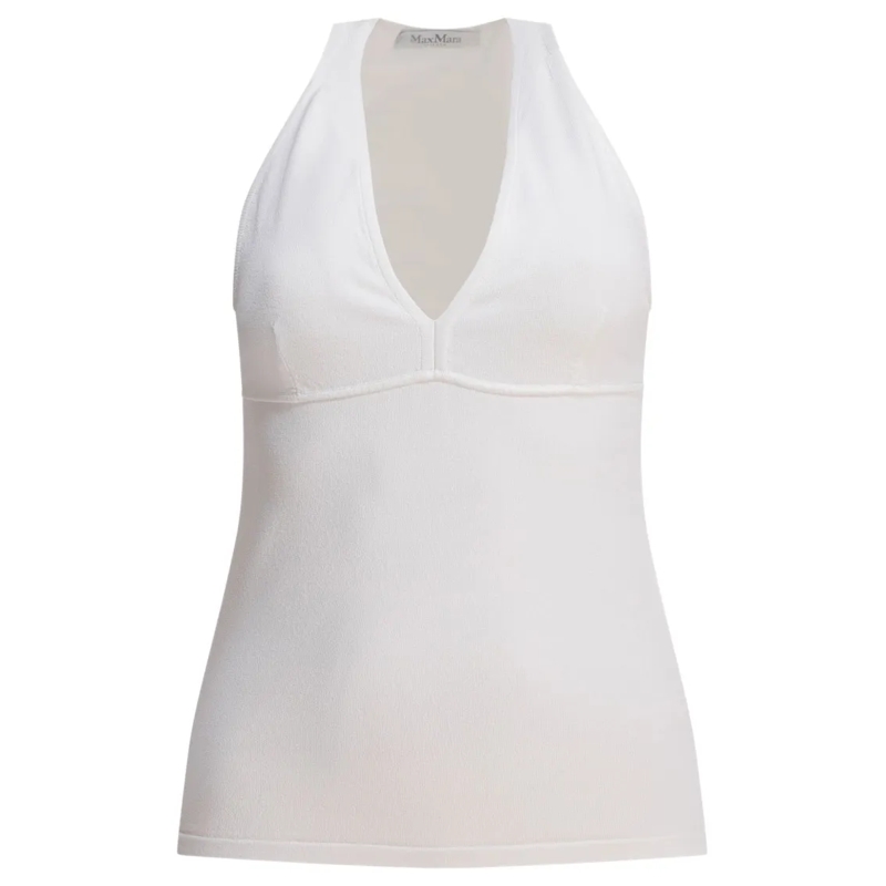 Max Mara Blouse Slim Fit Viscose Top White