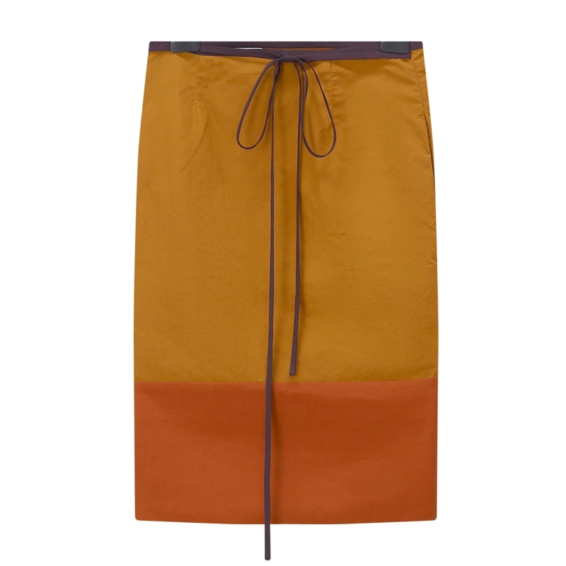 Saint Laurent Maxirock Midi-Wickelrock orange