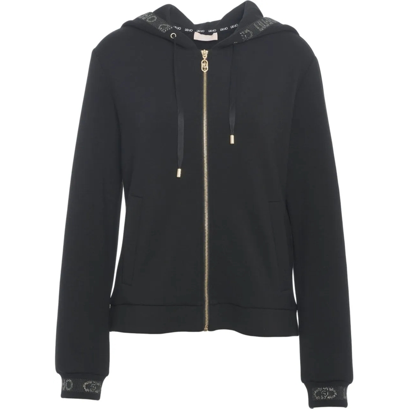 LIU JO  Hoodie with rhinestones schwarz