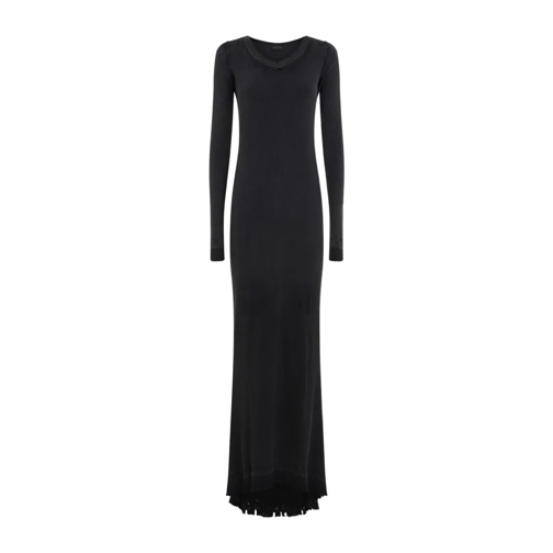 Balenciaga Abendkleider Washed Black Cotton Lingerie Maxi Dress Black