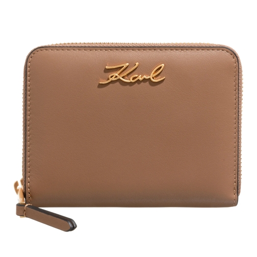 Karl Lagerfeld Portemonnaie mit Zip-Around-Reißverschluss K/Signature Md Z/A Wallet Gp Terra