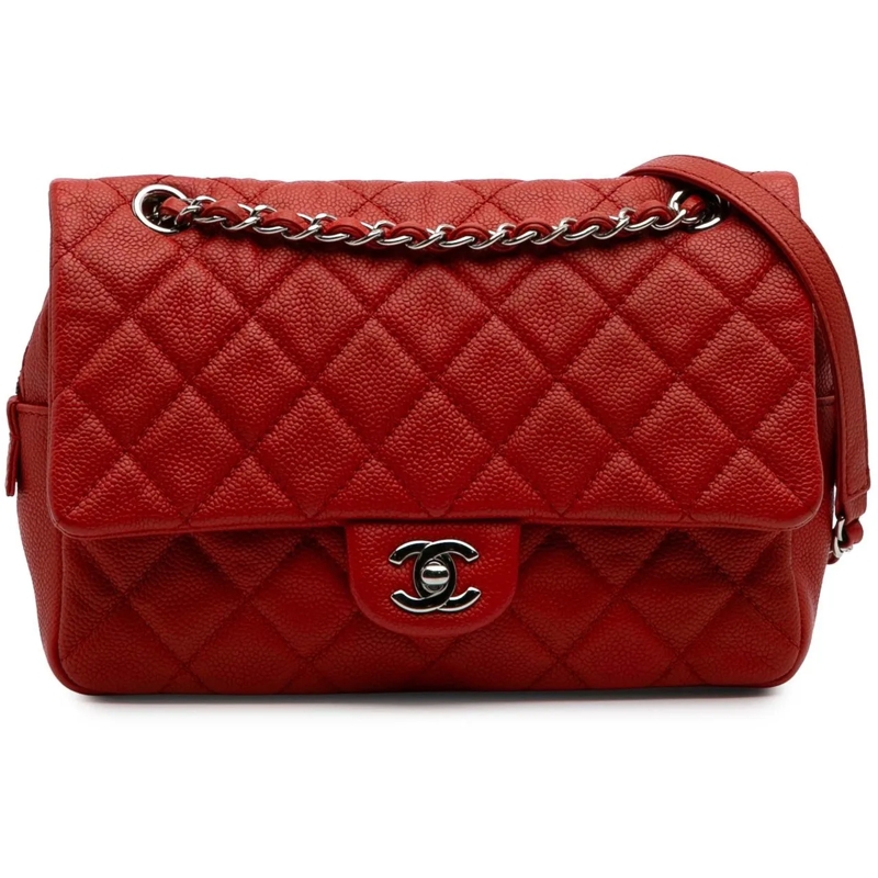Chanel Sac à bandoulière Medium Quilted Caviar Easy Flap orange