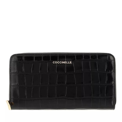 Coccinelle Metallic Croco Shiny Soft Wallet  Noir Continental Wallet-plånbok