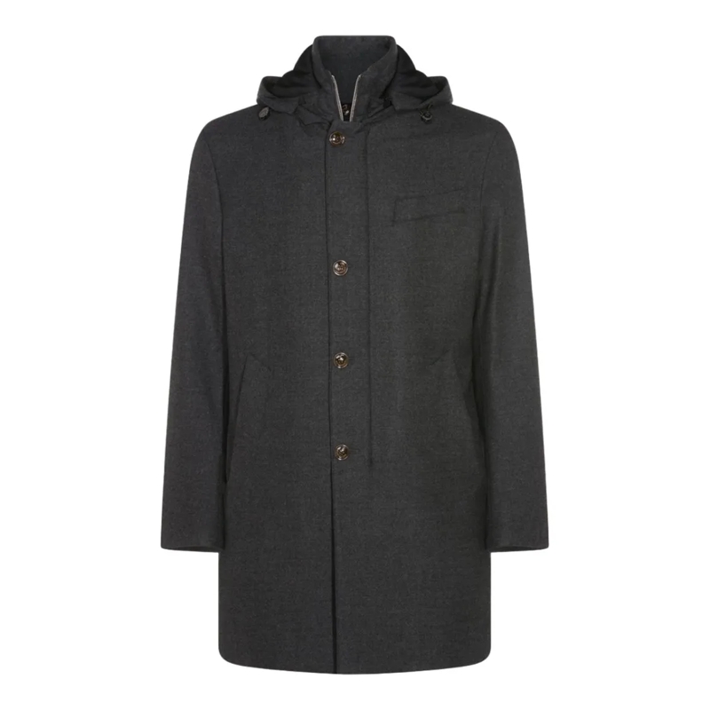 MONTECORE Bontjassen Dark Grey Hooded Coat With Silhouette Black