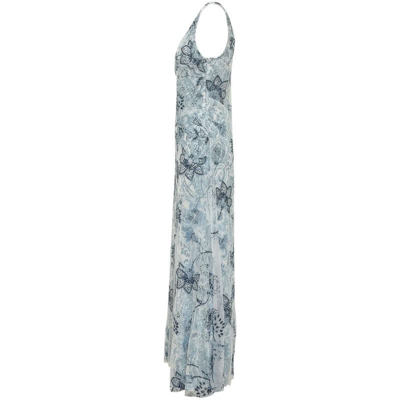 Ralph Lauren Maxikleid Abito Lungo con Scollo a V e Stampa hellblau(Image 3)