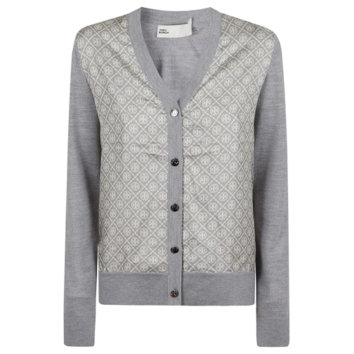 Tory Burch Strickjacke Silk Front Cardigan Grey