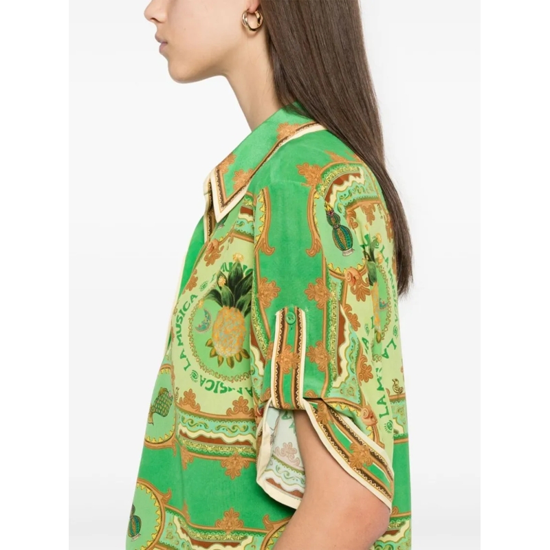 Alemais Hemd Grass Green Silk Shirt Green (Image 5)