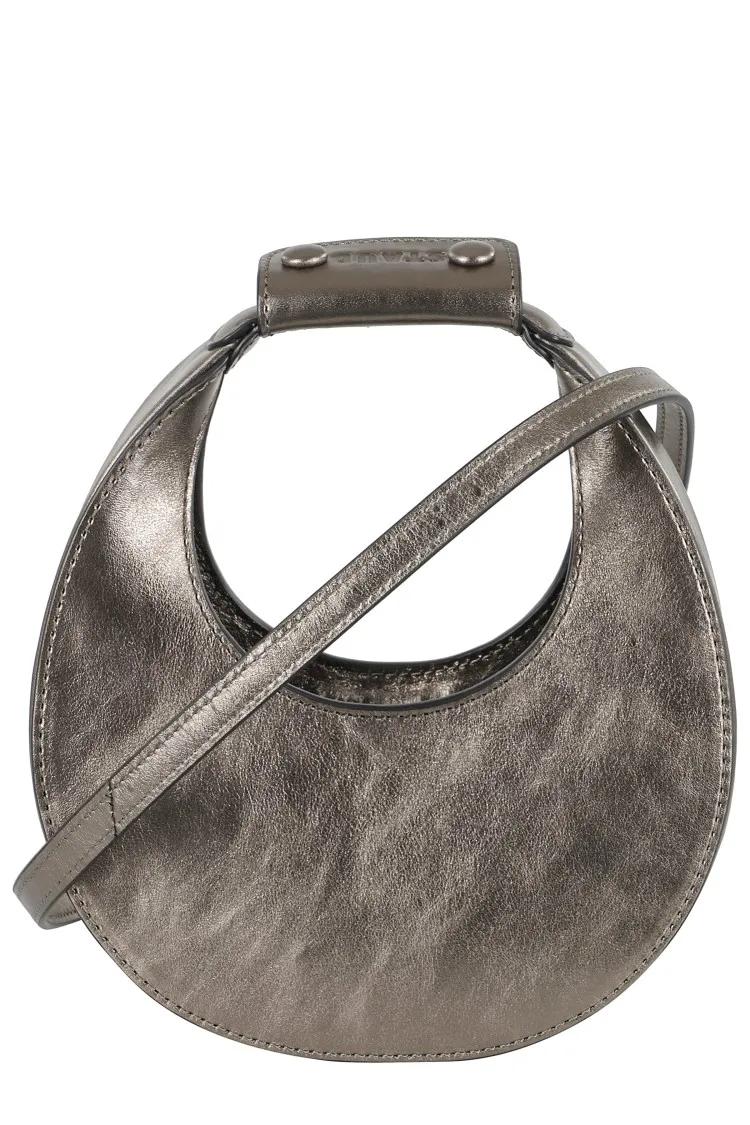 Staud Hobo bags Crescent-Shaped Bronze Leather Bag in staalgrijs