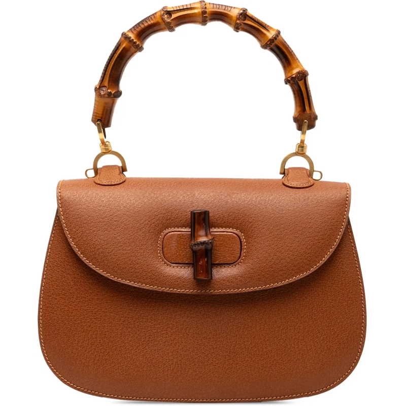 Gucci Schultertasche Grained Calfskin Bamboo Night braun