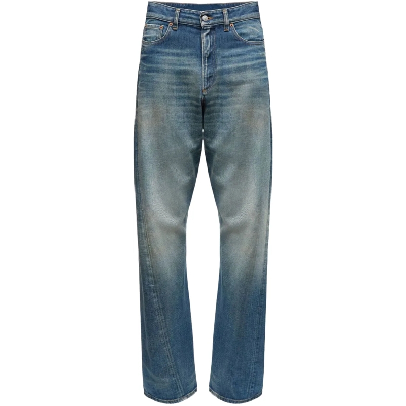 MM6 Maison Margiela Rechte Been Jeans Faded Blue Jeans With Relaxed Fit Green