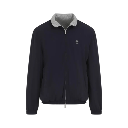 Brunello Cucinelli Navy Blue Reversible Kway Blue Übergangsjacke