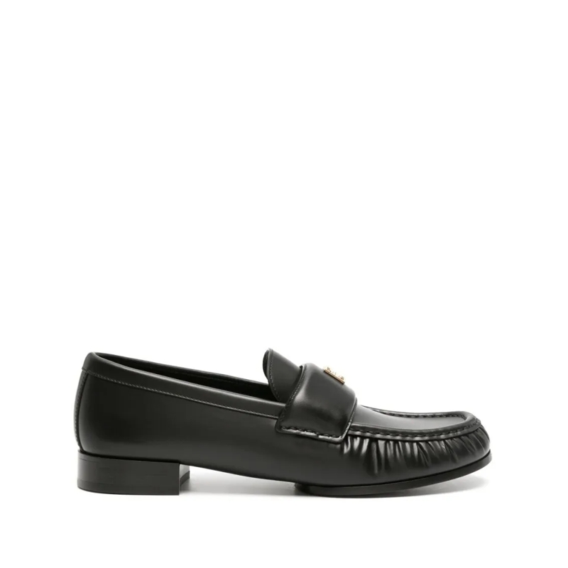 Givenchy Ballerinas Ruched Matte Finish Black Lambskin Flat Shoes Black