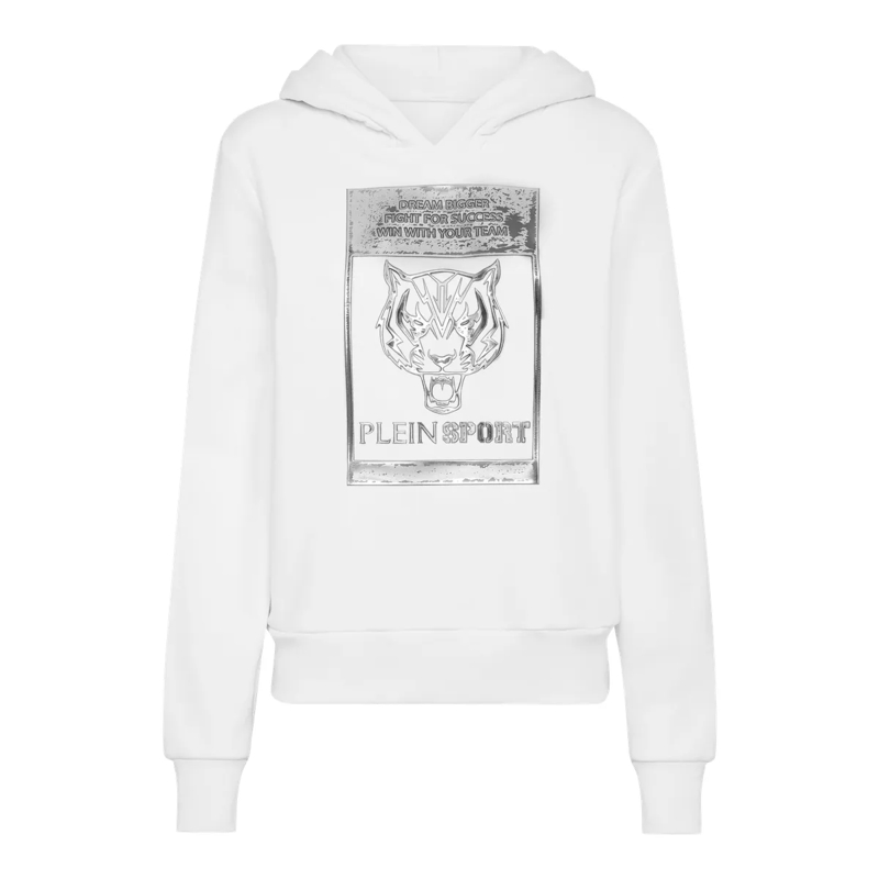 Plein Sport Top Hoodie Tiger weiss