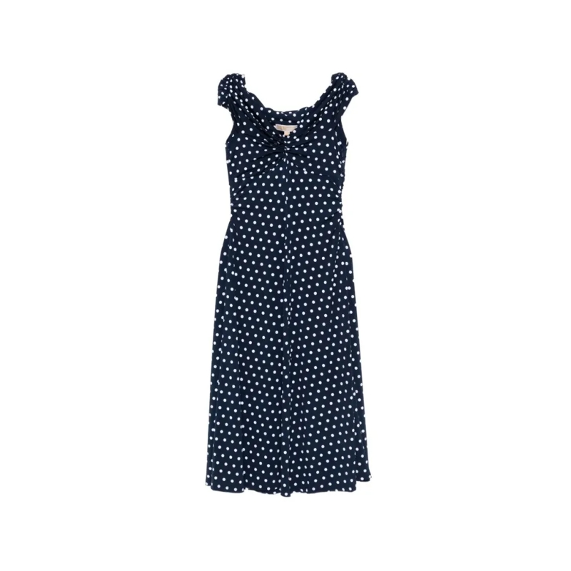 MICHAEL Michael Kors Robe midi Knee-Length Navy Dress With White Polka Dots And G Black
