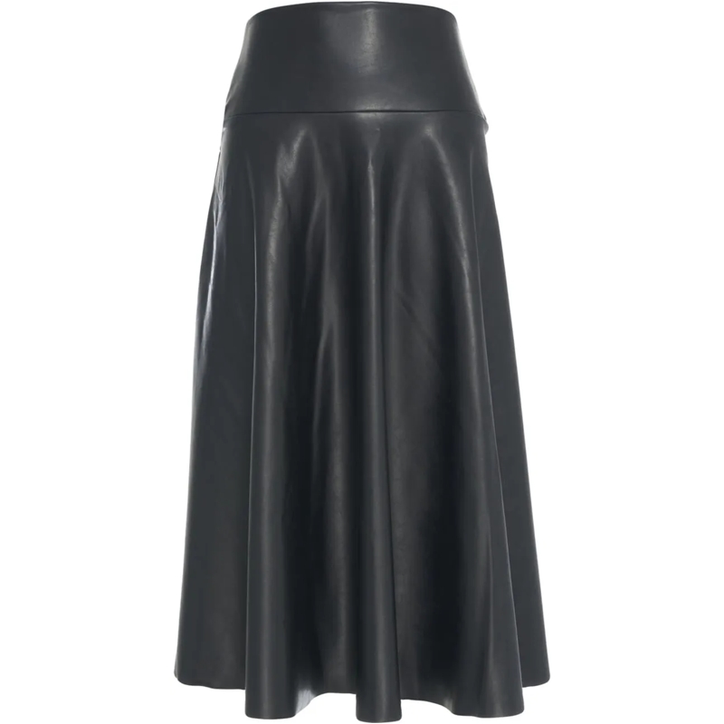 Norma Kamali Midirock Midi skirt made of faux leather schwarz