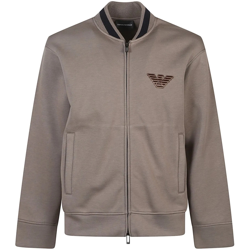 Emporio Armani  Eagle Patch Full Zip Sweatshirt Brown braun