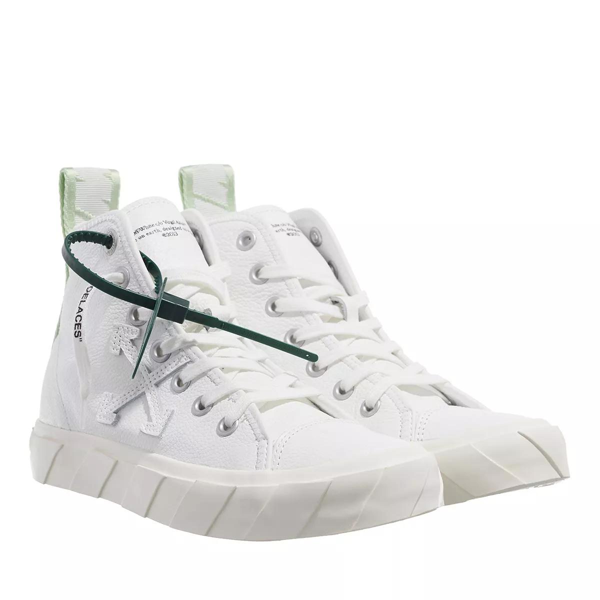 Off White Mid Top Vulcanized Leather White White High Top Sneaker