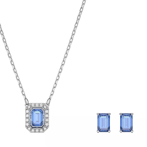 Swarovski Clou d'oreille Millenia set Octagon cut Rhodium plated Blue