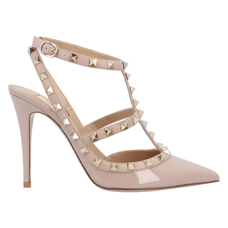 Valentino Garavani Pumps Patent Rockstud Caged Pump Beige Neutrals