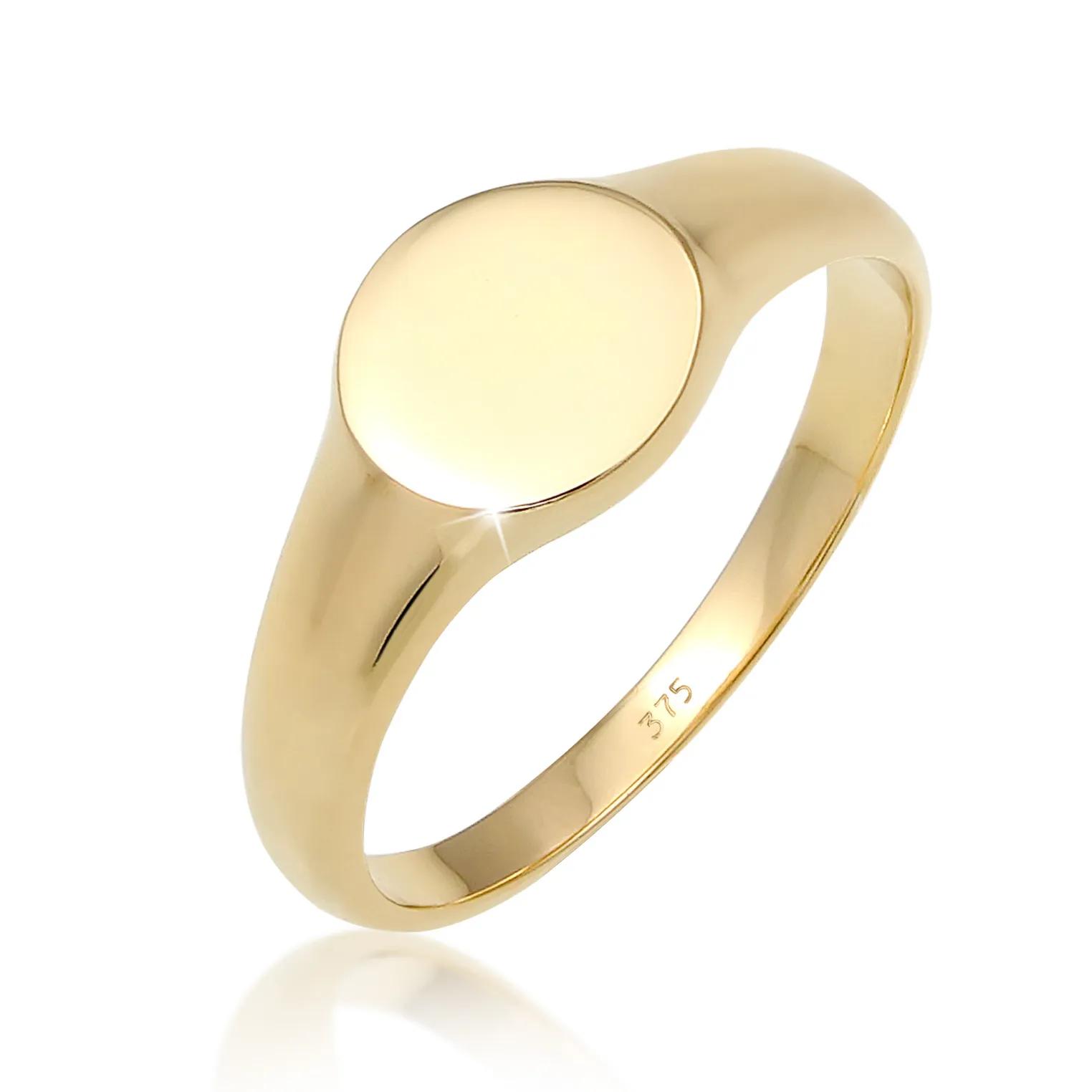 Elli Ringe - Ring Siegelring Royal Geo Basic Stilvoll 375 Gelbg - Gr. 52 MM - in Gold - für Damen