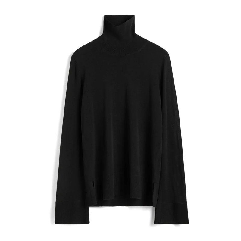 TOTEME Trui met col Slit Sleeve Turtleneck Black