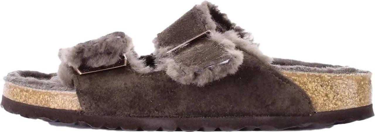 Birkenstock Sandalen - Arizona Shearling Lined Suede Two-Strap Sandals - Gr. 39 (EU) - in Braun - für Damen