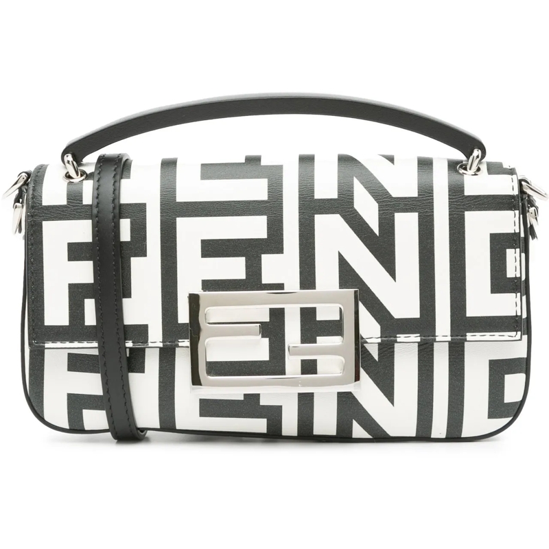 Fendi Schultertasche Marc Jacobs Nappa Vitello King Logo Print Baguette weiß
