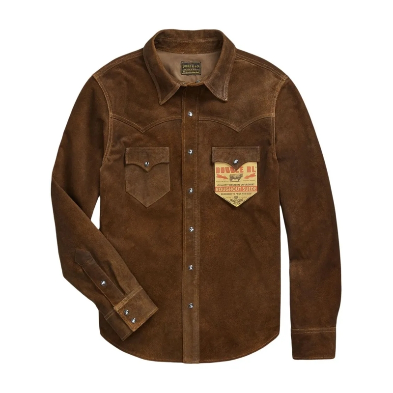 Polo Ralph Lauren  Brown Suede Jacket With Western-Style Yoke Black